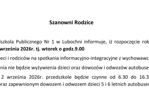 Informacja dla Rodziców