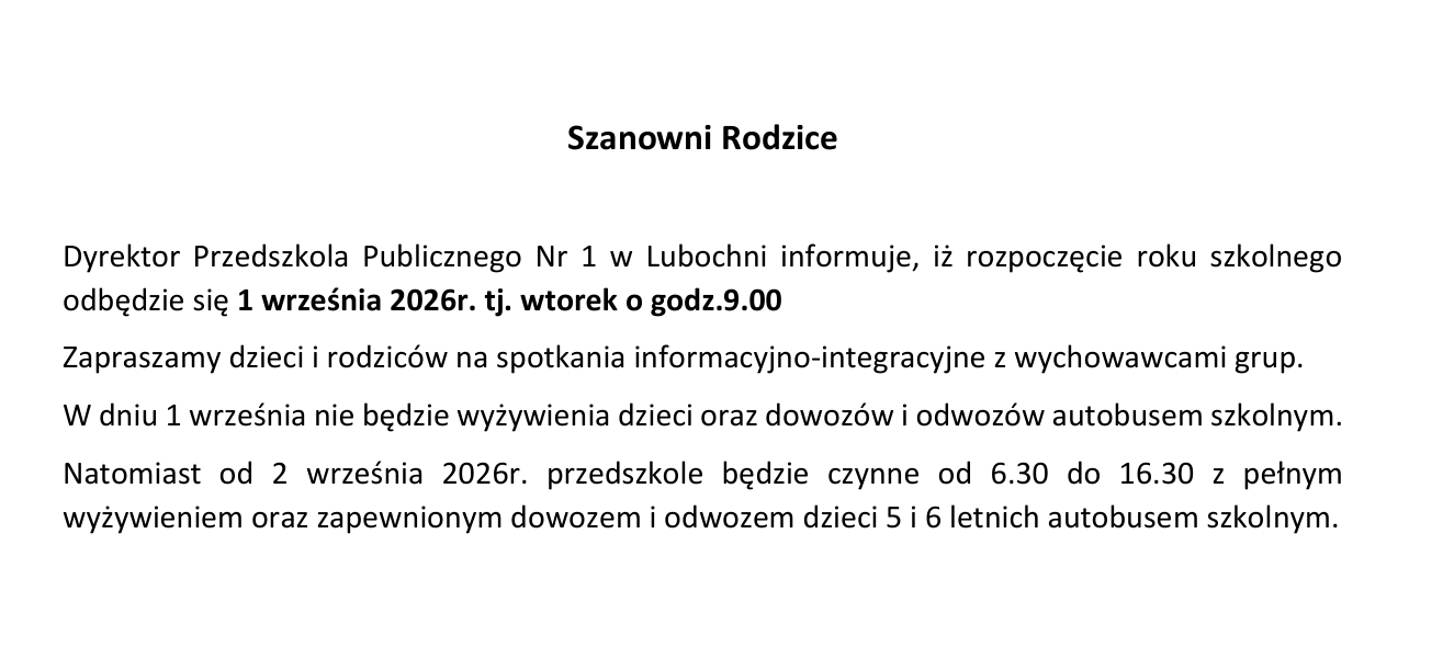 Informacja dla Rodzic&oacute;w