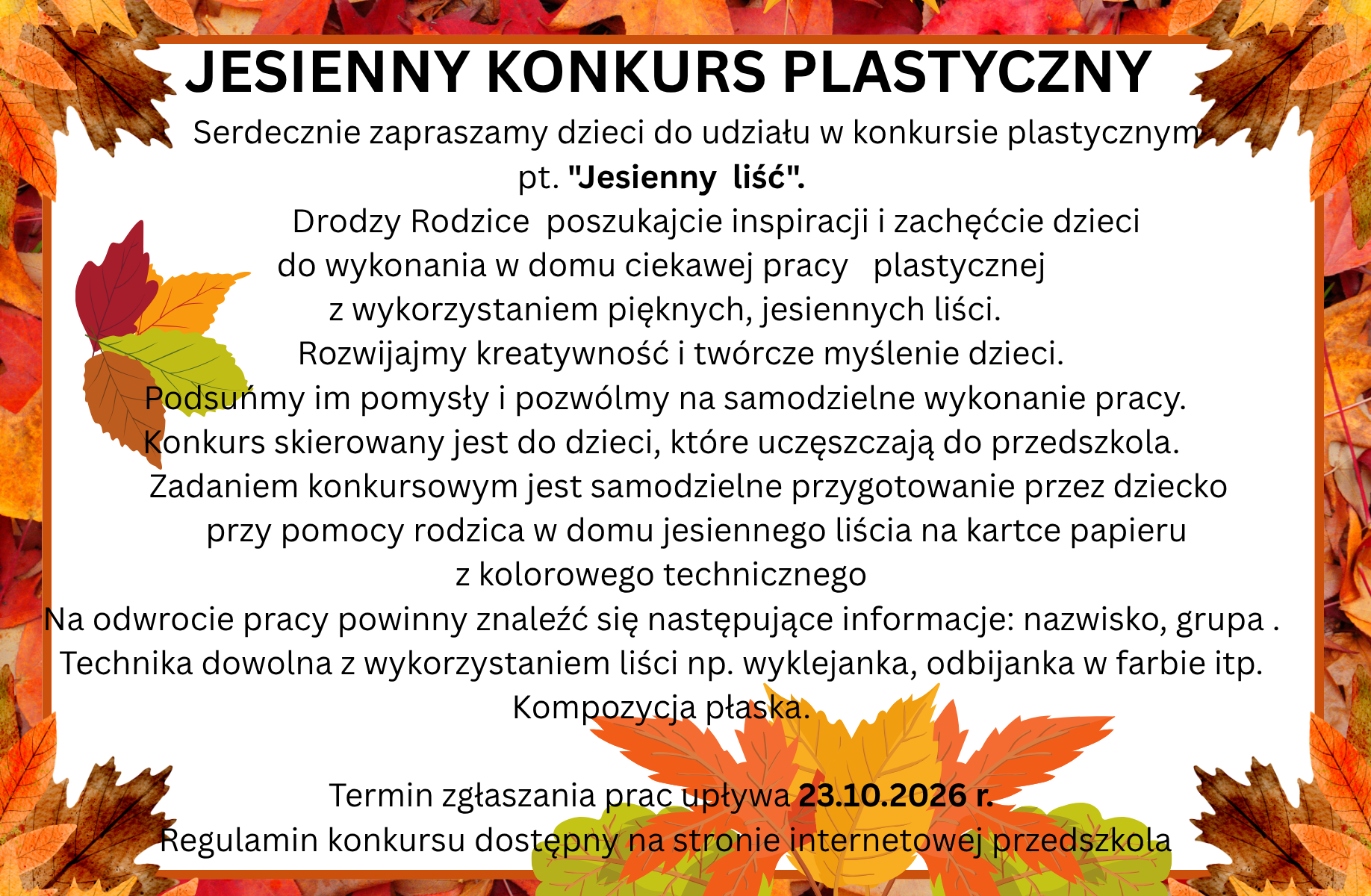 Konkurs plastyczny " Jesienny Liść"