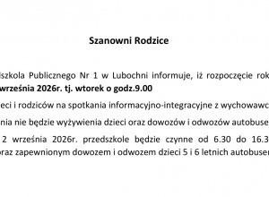 Informacja dla Rodziców